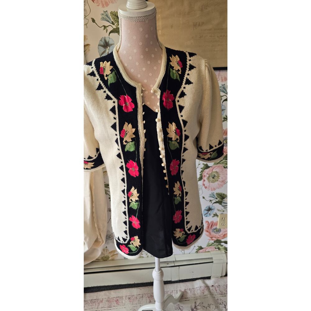Vintage Floral Cardigan Umi Collections Anne Crimmins M